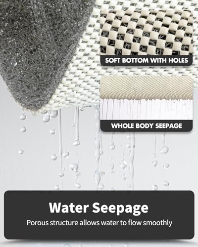MontVoo Non-Slip Bathtub Mat 16x24 Inch - Quick Drying Foot Scrubber in Grey