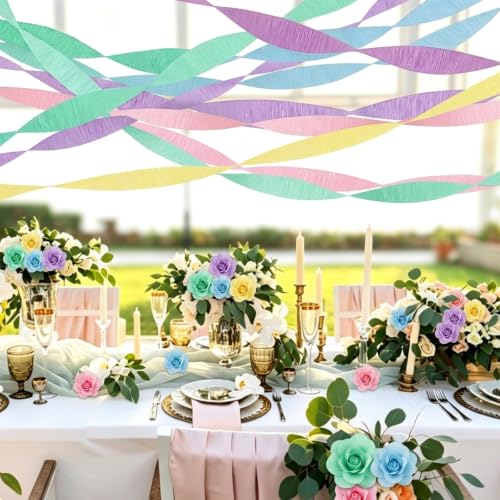 Oun Nana Pastel Rainbow Crepe Paper Streamers - 10 Rolls Color 1