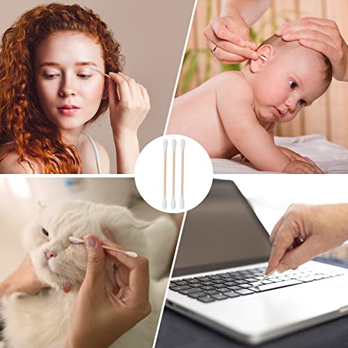 Eyxformula 300 Pcs Pet Cotton Swabs Set - Organic Bamboo Buds with Extra Long Sticks for Dogs and Cats