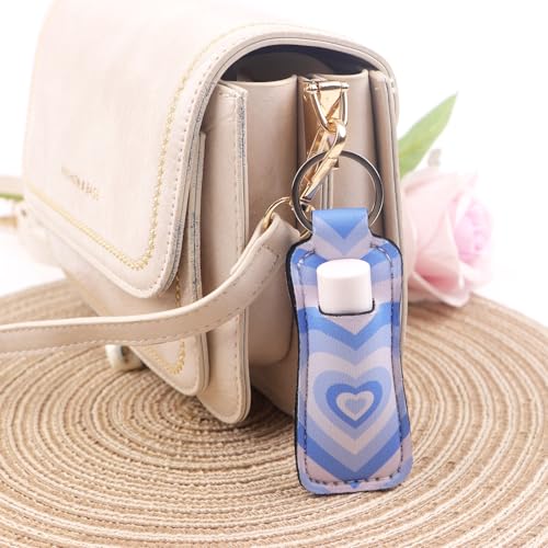 4 Pcs Lip Balm Holder Keychain Elastic Fabric Lipstick Sleeves