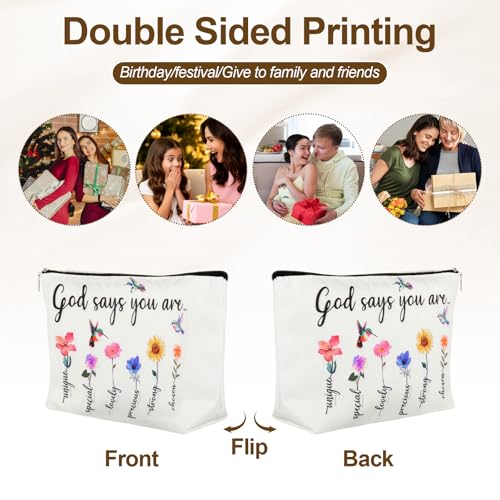 Christian Scripture Makeup Bag - Inspirational Bible Verse Cosmetic Pouch