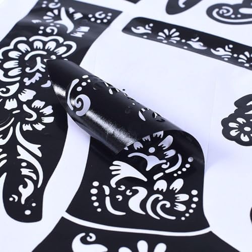 SelHeng 2Pcs Reusable Henna Tattoo Stencils Self-Adhesive Templates Kit