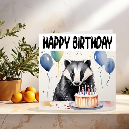 Premium Badger Birthday Card - Fun 145mm x 145mm Eco-Friendly