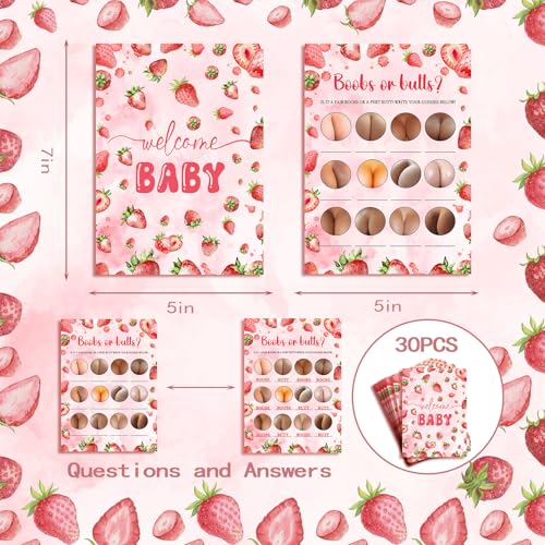 Strawberry Baby Shower Games - 30 Pack Pink Berry Party Supplies