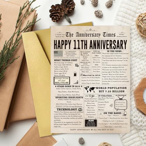 Jumbo 11th Anniversary Card for Wife or Husband | Romantic Gift