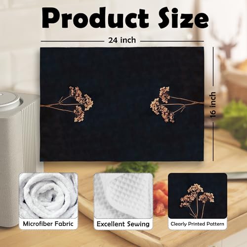 Vintage Floral Kitchen Towels Set of 2 - 16x24 Inch Microfiber