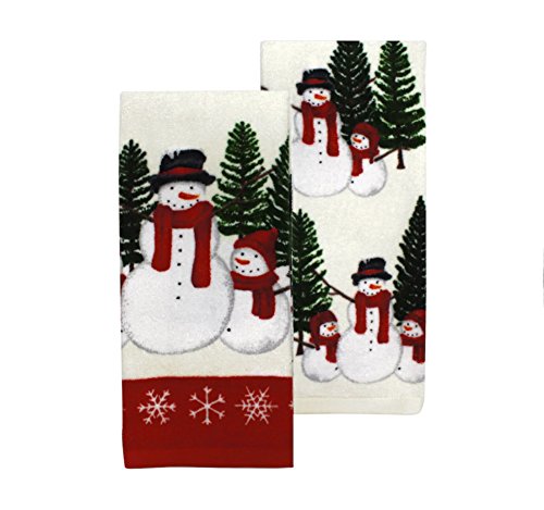 St. Nicholas Square 26in Kitchen Towel Set – Snowman Holiday Cotton 2-Pack