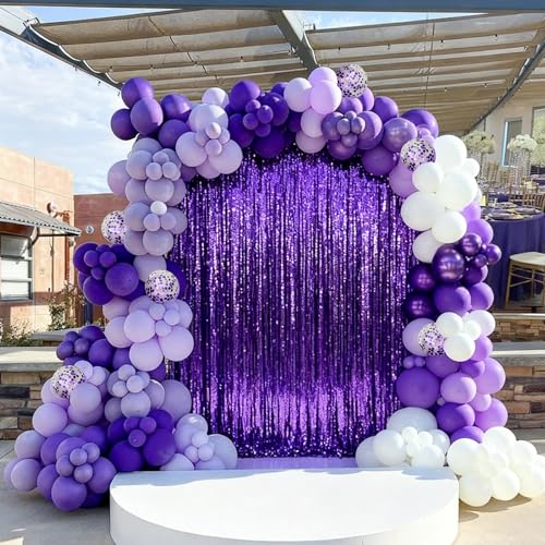 Purple Confetti Balloons Kit - 60pcs 12inch for Parties & Celebrations