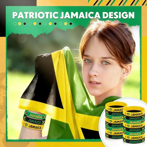 30 Pcs Jamaican Flag Silicone Bracelets - Patriotic Rubber Wristbands