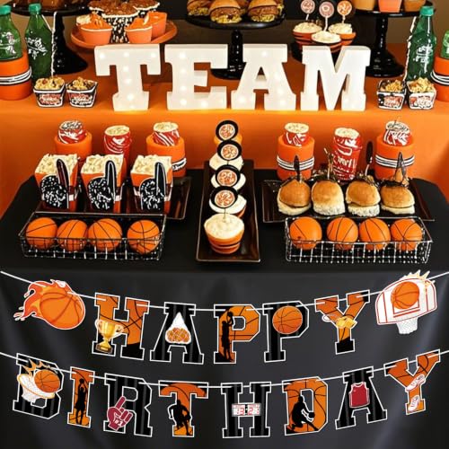 Basketball Happy Birthday Banner Set - Party Decorations for Kids & Teens