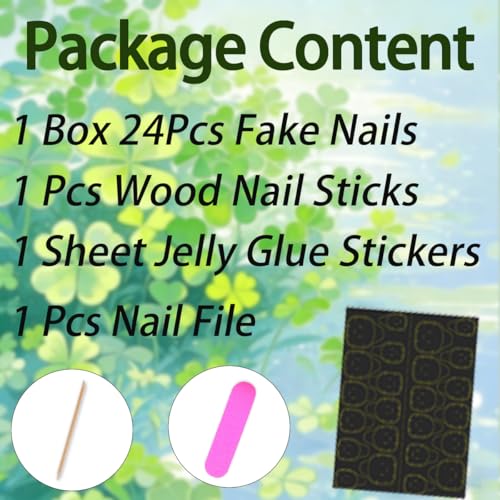 St. Patrick's Day Press on Nails Medium Square Shamrock False Nails