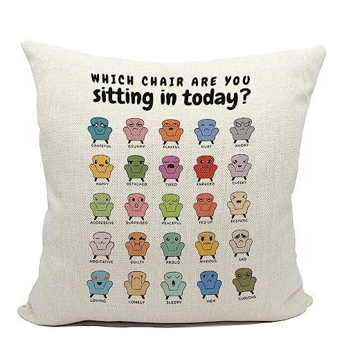 Feelings Mental Health Throw Pillow Cover 18x18, Color-4 Linen Sofa Decor