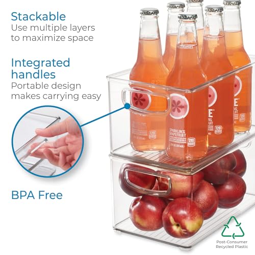 iDesign Clear Plastic Fridge Organizer Bin (Pack of 4) - 10" x 5" x 6"