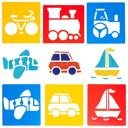 Transportation Stencils Set for Kids | 6 Durable Designs