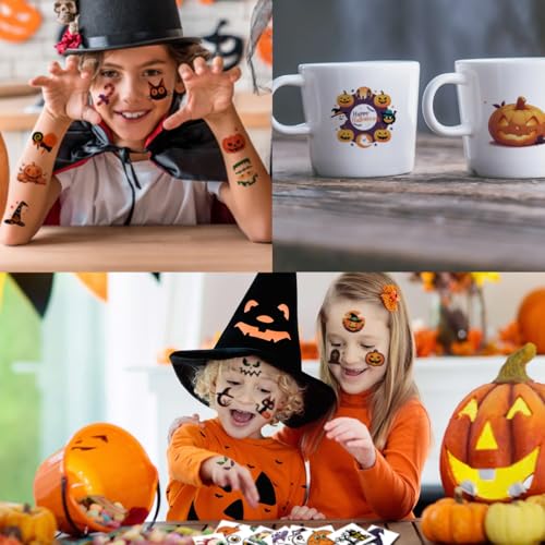 CHARLENT Halloween Temporary Tattoos for Kids, 74 Individual Sheets