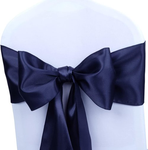 Babenest Satin Chair Sashes - 30 Pcs Upgraded Ties & Ribbons for Weddings | Navy Blue Decor