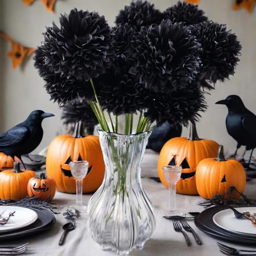 TIHOOD 10PCS Artificial Black Chrysanthemum & Hydrangea Floral Ball Arrangements for Wedding & Home Decor