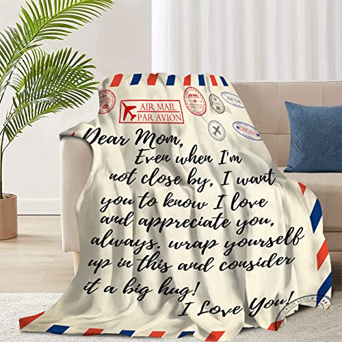 Jbralid Dear Mom Flannel Throw Blanket - 40x50 Inch Soft Gift for Mom