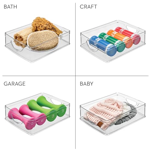 iDesign Stackable Clear Plastic Pantry Storage Bin with Handles