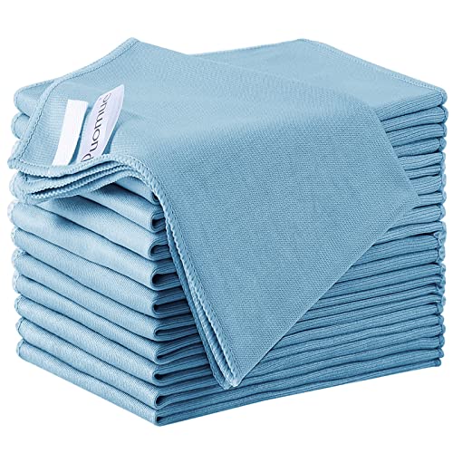 Puomue 12-Pack Microfiber Glass Cleaning Cloths, 12x16 Inch, Blue