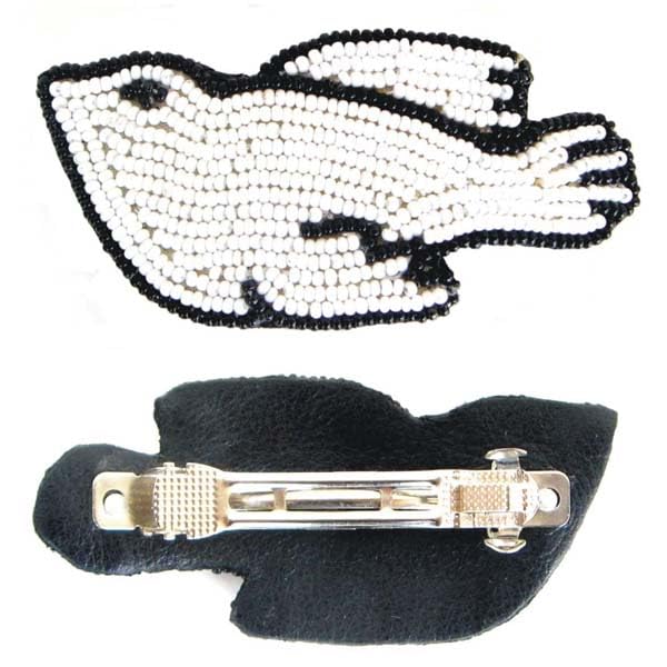 La Vivia Handmade Seed Bead Hair Barrette - White Bird Motif Clip