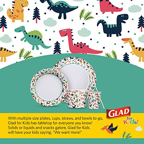 Glad Kids Disposable Paper Cups, Dinosaur Design, 9 Oz, 20 Count