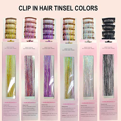 La Bella 47" Heat-Resistant Hair Tinsel Extensions - Gold Sparkle Silk