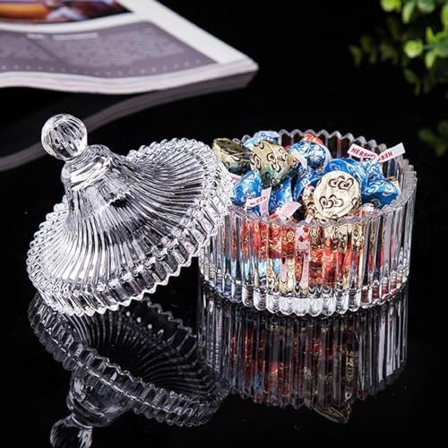 Yurt-Clear Embossed Glass Jar with Lid, Decorative Storage Container