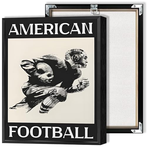 Vintage American Football Canvas Poster - Black & White Wall Art