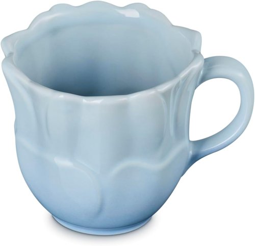 Le Creuset Stoneware Mug - 11 oz. Coastal Blue | Elegant Petal Design for Everyday Use
