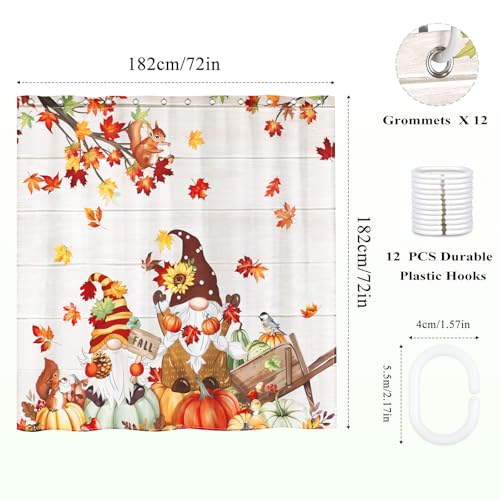 Waterproof Pumpkin Gnome Shower Curtain - 72x72 inch Polyester