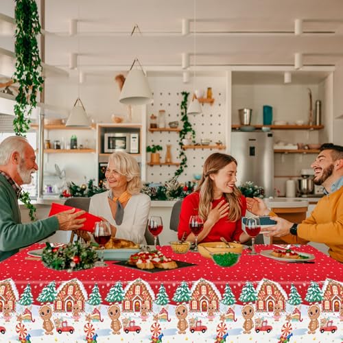 Christmas-Red Plastic Tablecloth 54x108 Inch - Festive Holiday Decor