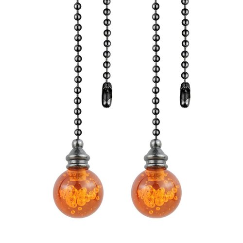 U/D Ceiling Fan Pull Chain，2PCS Pull Chain Crystal Glass Cracked Ball Pull Chain for Ceiling Fan Light Decoration 30.5cm Extension Chain (Dark Brown, 2)