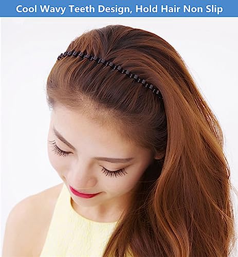 Metal Hair Band Non-Slip Wavy Headband for Men and Women Black