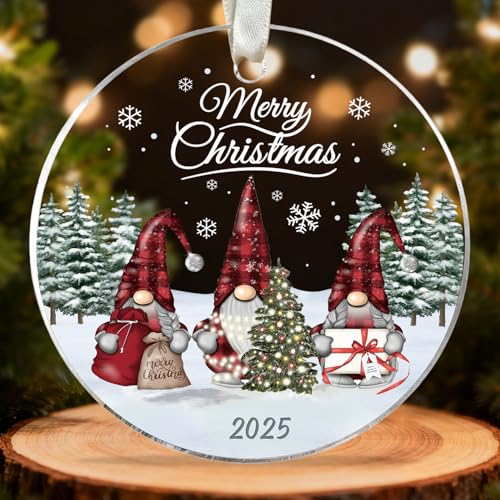 Gnome Christmas Ornament 2025 - Acrylic Holiday Decor Gift