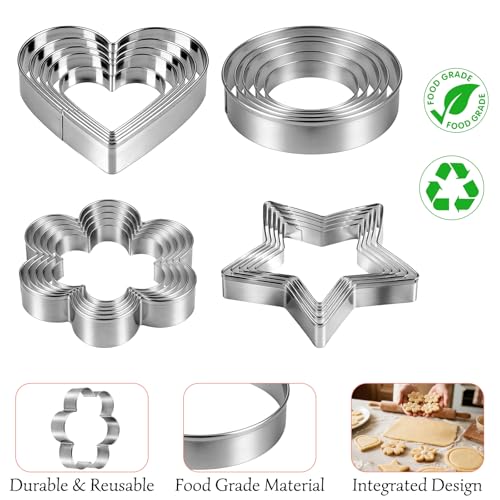 Ninsula 20-Piece Stainless Steel Cookie Cutter Set - Variety Shapes
