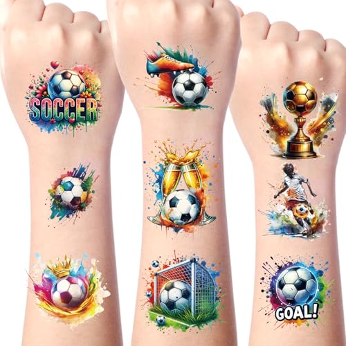 Gameza Watercolor Soccer Temporary Tattoos - 120 Pcs Party Favors