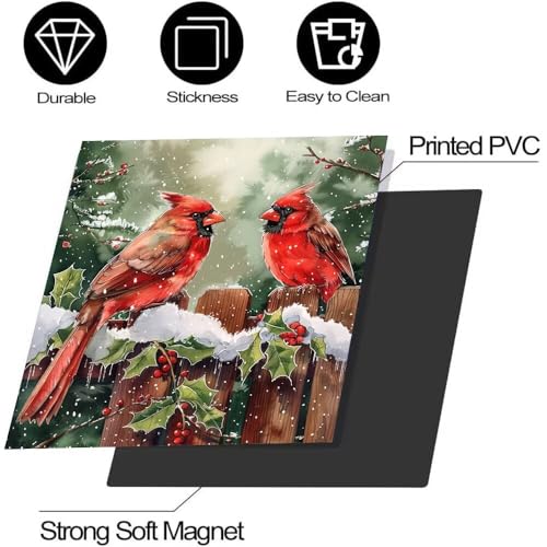 Winter Snow Red Bird Dishwasher Magnet Cover - 23x26 Inches, Magnetic Vinyl Wrap