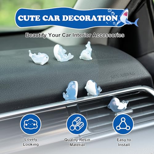 Glow Sharks Luminous Car Dashboard Decor - 6Pcs Mini Shark Figurines