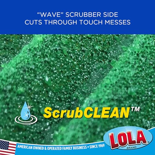 LOLA Pot Brite Heavy Duty Scrub Sponges, 2 Pack - Durable Wavy Design