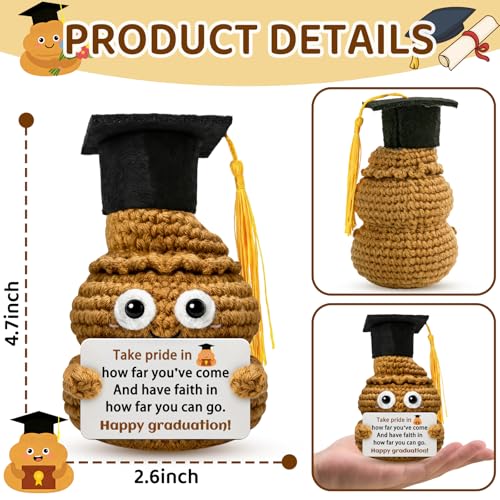 Handmade Crochet Graduation Poop Plush | Funny Gift for 2026 Grads