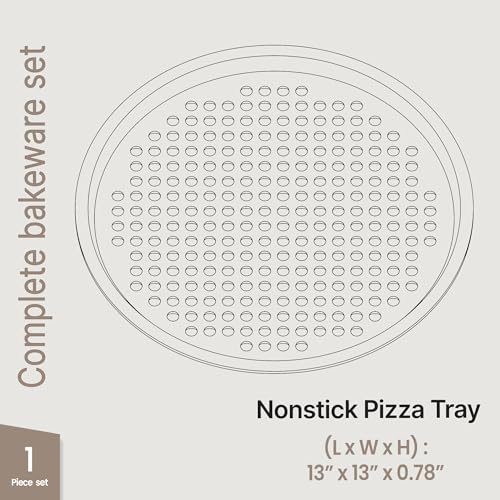 BAKKENMASTER Round Perforated Pizza Baking Pan - Blue Non-Stick, Durable & Dishwasher Safe