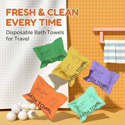 TUADAJI Disposable Compressed Bath Towels - 5 Pack, 140x70cm Travel Towels