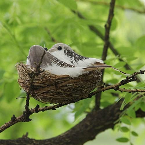 Realistic Feathered Bird Nest with Eggs Ornament for DIY Crafts and Home Decor