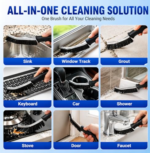 Cadley Heavy Duty Grout Cleaning Brush Set of 6 - Narrow Head Scrubbing Tools for Bathroom & Kitchen Gaps