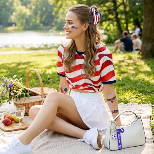 ANFONG World Cup 2026 USA Hair Claw Clip, Keychain & Tattoo Gift Set
