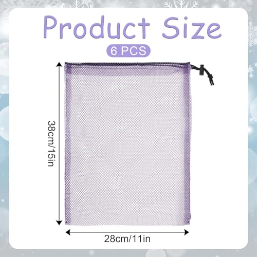 Hariendny 6-Pack Nylon Mesh Laundry Bags - 11x15 Inch with Drawstring