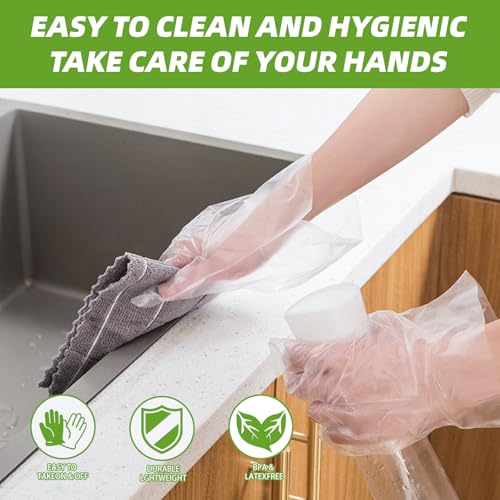 Disposable Food Grade Plastic Gloves - 200 pcs, Textured Grip, One Size
