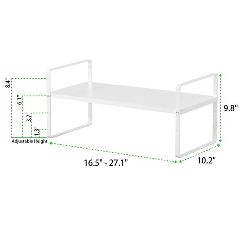 SOFRON Expandable Cabinet Storage Shelf Stackable Organizer Rack for Kitchen Bathroom Pantry Spice Cupboard Countertop Home Office Desk Heavy Duty Nonslip White Large 2 PACK