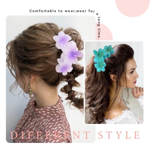 JYOUX Hawaiian Floral Hair Claw Clips 4-Piece Anti-Slip Beach Hair Accessories